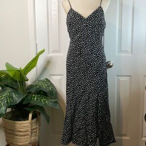 A New Day Black and White Polka Dot Midi Dress